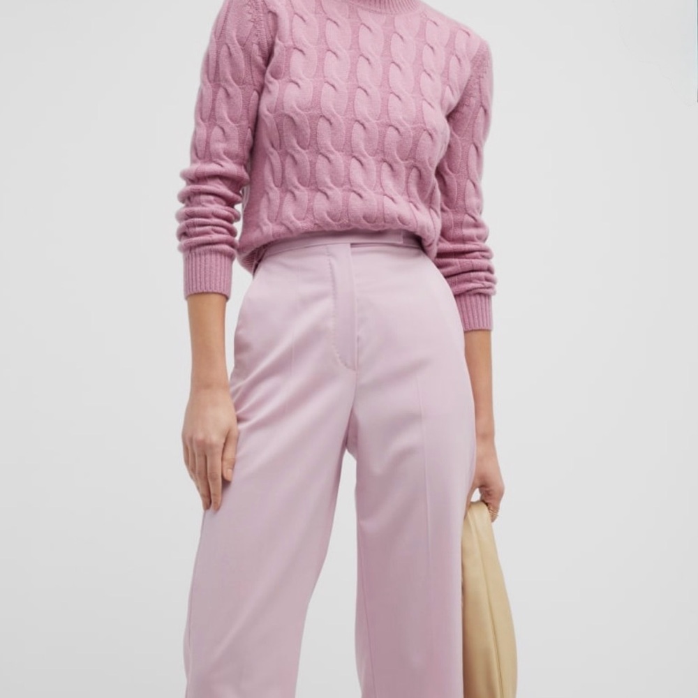 Max Mara Edipo Cashmere Cable-Knit Sweater in Rose Pink size XL - Picture 3 of 9